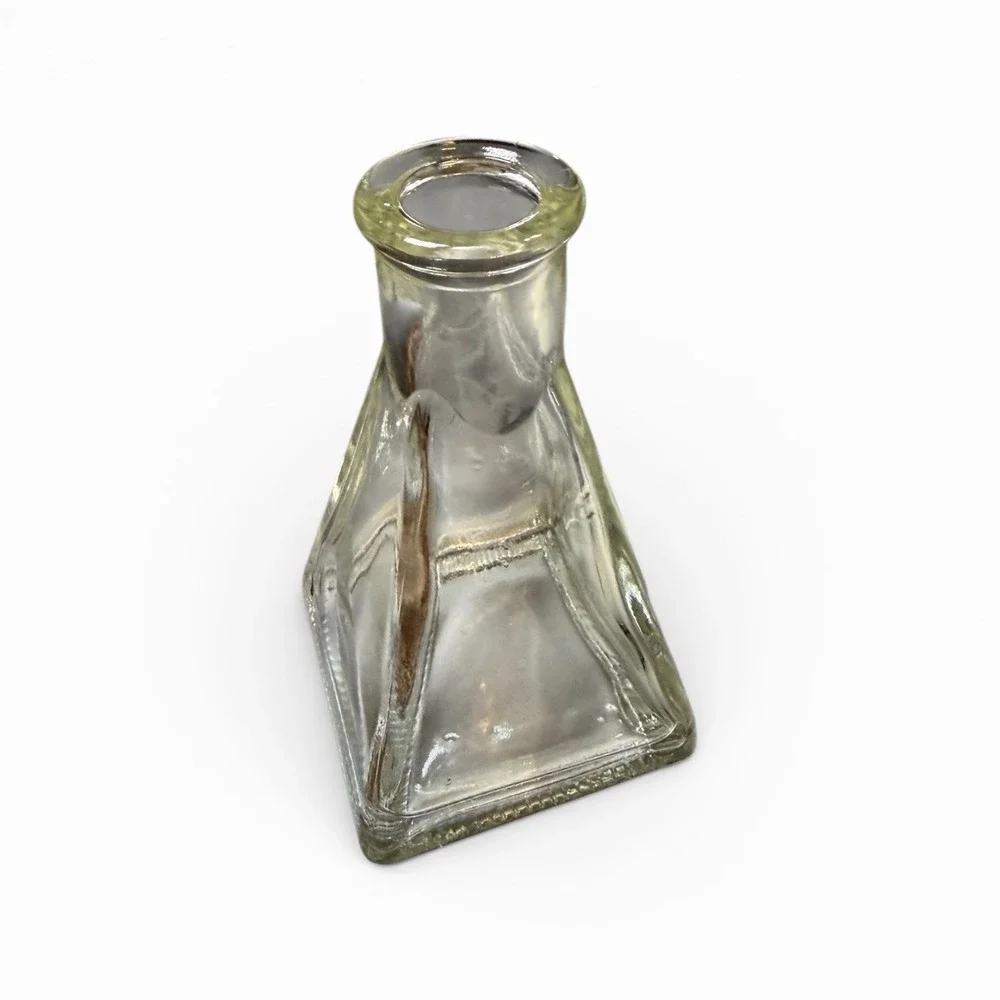 Vintage Clear Glass Pyramid‎ Vase